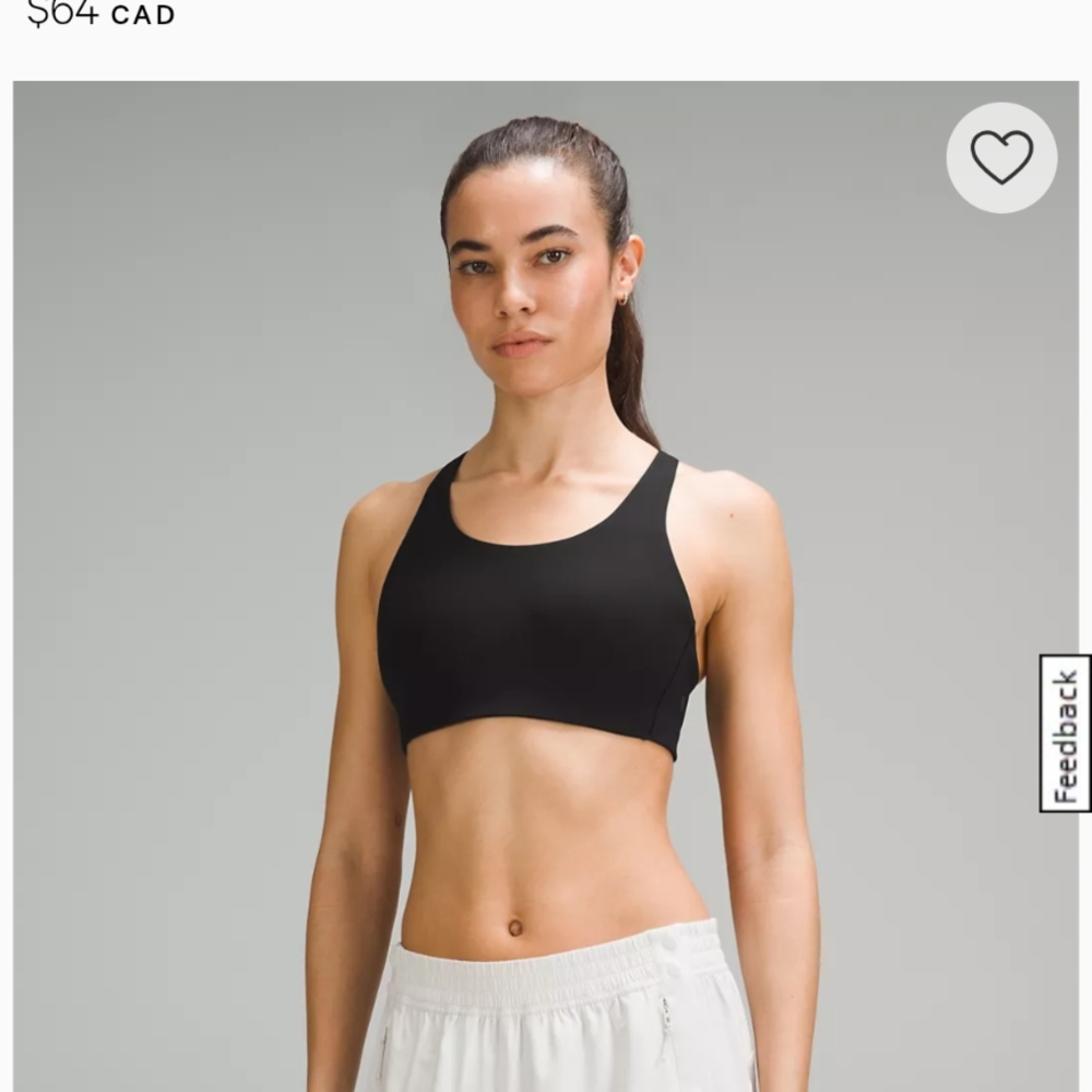 lululemon Energy Bra *High Support, B–DDD Cups Black Sports Bra